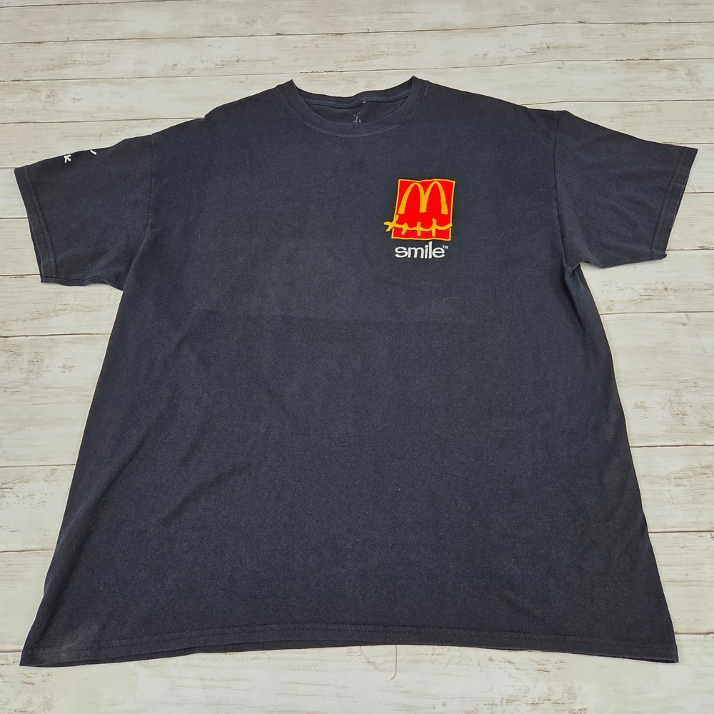 Cactus Jack Travis Scott McDonald's Smile T-Shirt Men Large Black Graphic Tee